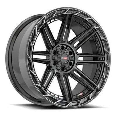 Vortek Offroad - VRP-501 TURBO - Black - Black Diamond Cut Ring with Dark Tint - 20" x 10", -18 Offset, 6x135/139.7 (Bolt pattern), 106.4mm HUB
