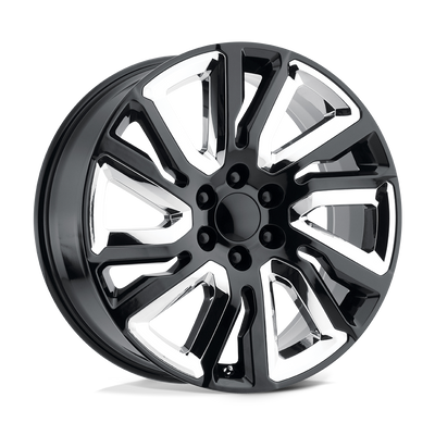 OE Creations - PR202 - Black - GLOSS BLACK WITH CHROME ACCENTS - 22" x 9", 28 Offset, 6x139.7 (Bolt Pattern), 78.1mm HUB