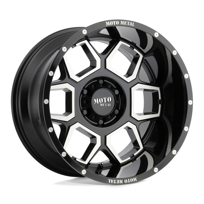 Moto Metal - MO981 SPADE - Black - Gloss Black Machined - 20" x 12", -44 Offset, 5x127 (Bolt Pattern), 72.6mm HUB
