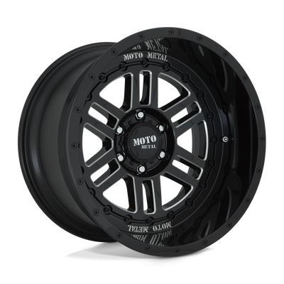 Moto Metal - MO800 DEEP SIX - Black - GLOSS BLACK MILLED - 22" x 12", -44 Offset, 6x139.7 (Bolt Pattern), 106.1mm HUB
