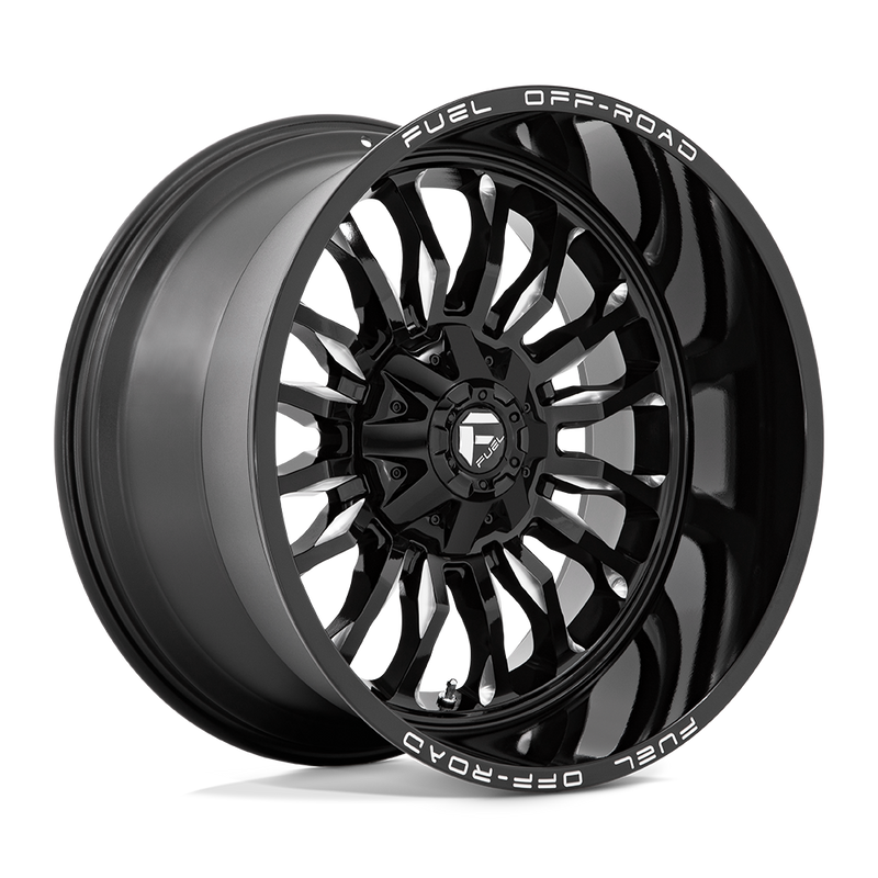 Fuel - D795 ARC - Black - GLOSS BLACK MILLED - 22" x 12", -44 Offset, 5x114.3/127 (Bolt Pattern), 78.1mm HUB