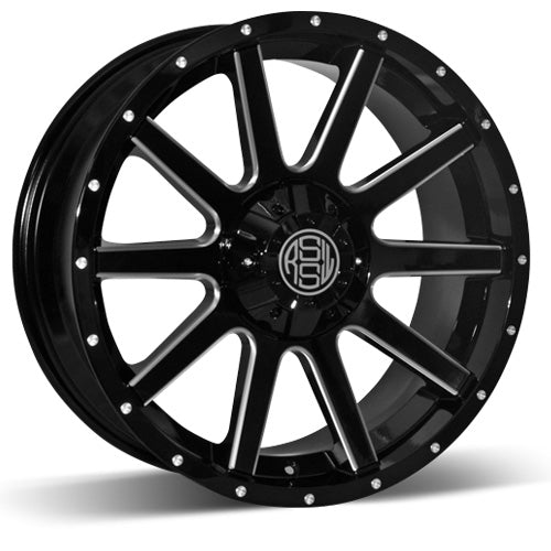 RSSW - Rambler - Black - Black Milled Spokes - 17" x 7.5", 25 Offset, 5x127 (Bolt Pattern), 71.6mm HUB