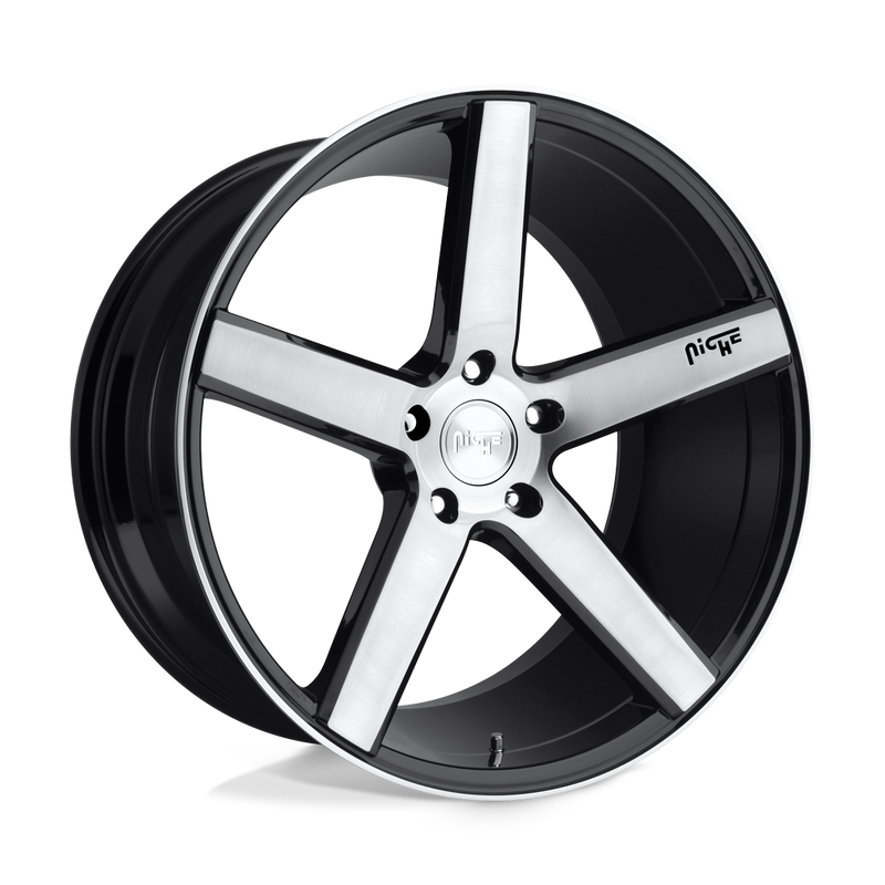Niche - M124 MILAN - Black - GLOSS BLACK BRUSHED - 20" x 8.5", 35 Offset, 5x114.3 (Bolt Pattern), 72.6mm HUB