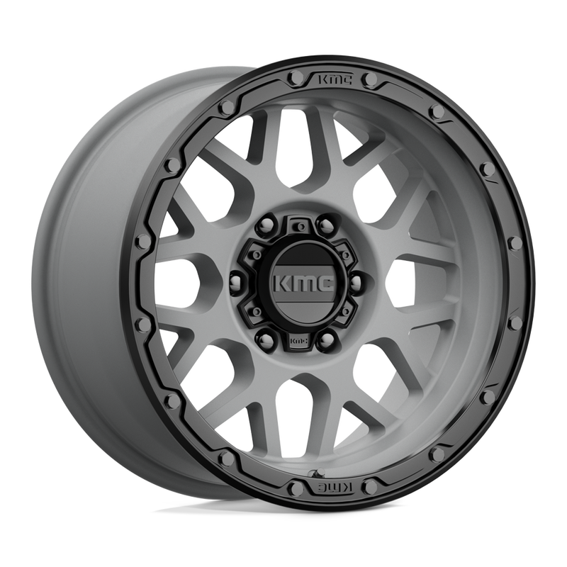 KMC Wheels - KM535 GRENADE OFF-ROAD - Gunmetal - MATTE GRAY MATTE BLACK LIP - 17" x 9", -12 Offset, 6x135 (Bolt Pattern), 87.1mm HUB