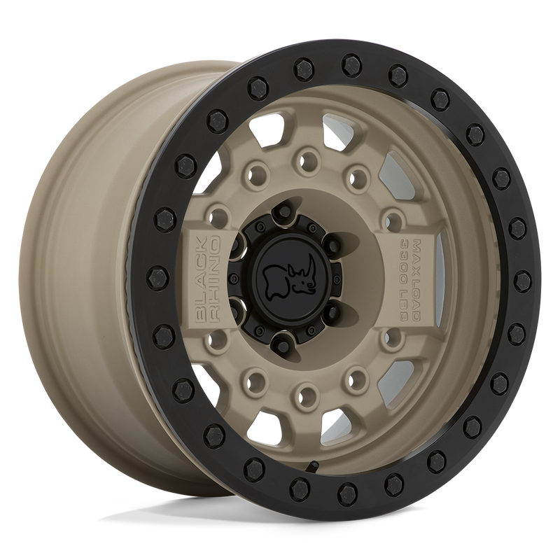 Black Rhino - AVENGER BEADLOCK - Desert Sand - DESERT SAND WITH BLACK HARDWARE - 17" x 8.5", -30 Offset, 6x139.7 (Bolt Pattern), 112.1mm HUB
