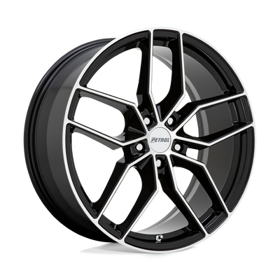 Petrol Wheels - P5C - Black - GLOSS BLACK WITH MACHINED FACE - 19" x 8", 40 Offset, 5x115 (Bolt Pattern), 76.1mm HUB