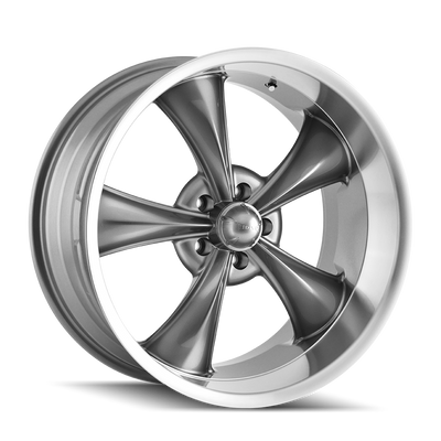 Ridler - 695 - Grey - GREY/MACHINED LIP - 20" x 8.5", 0 Offset, 5x127 (Bolt Pattern), 83.8mm HUB