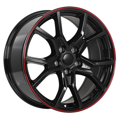 ART - Replica 170 - Black - Gloss Black - Red Lip - 18" x 8", 45 Offset, 5x114.3 (Bolt Pattern), 64.1mm HUB