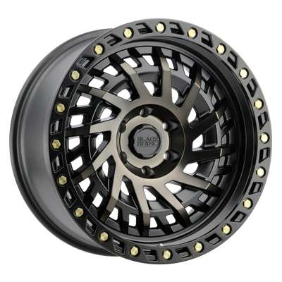 Black Rhino - SHREDDER - Gunmetal - MATTE BLACK W/ MACHINED DARK TINT - 20" x 9.5", -18 Offset, 5x127 (Bolt Pattern), 71.5mm HUB