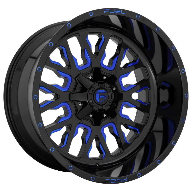 Fuel - D645 STROKE - Black - GLOSS BLACK BLUE TINTED CLEAR - 22" x 12", -44 Offset, 8x170 (Bolt Pattern), 125.1mm HUB