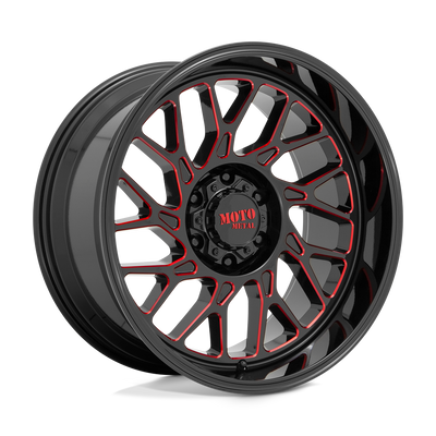 Moto Metal - MO805 - Black - GLOSS BLACK MILLED WITH RED TINT - 20" x 10", -18 Offset, 6x139.7 (Bolt Pattern), 106.1mm HUB