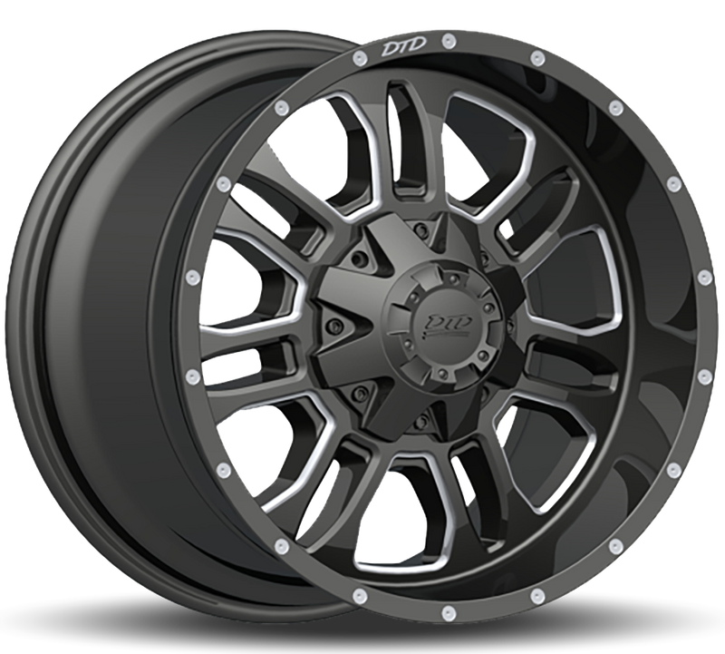 DTD - LT - Black - Gloss Black Machined - 18" x 9", 12 Offset, 6x139.7 (Bolt Pattern), 78.1mm HUB