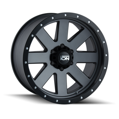 Ion Alloy - 134 - Gunmetal - MATTE GUNMETAL/BLACK BEADLOCK - 20" x 9", 18 Offset, 5x150 (Bolt Pattern), 110mm HUB