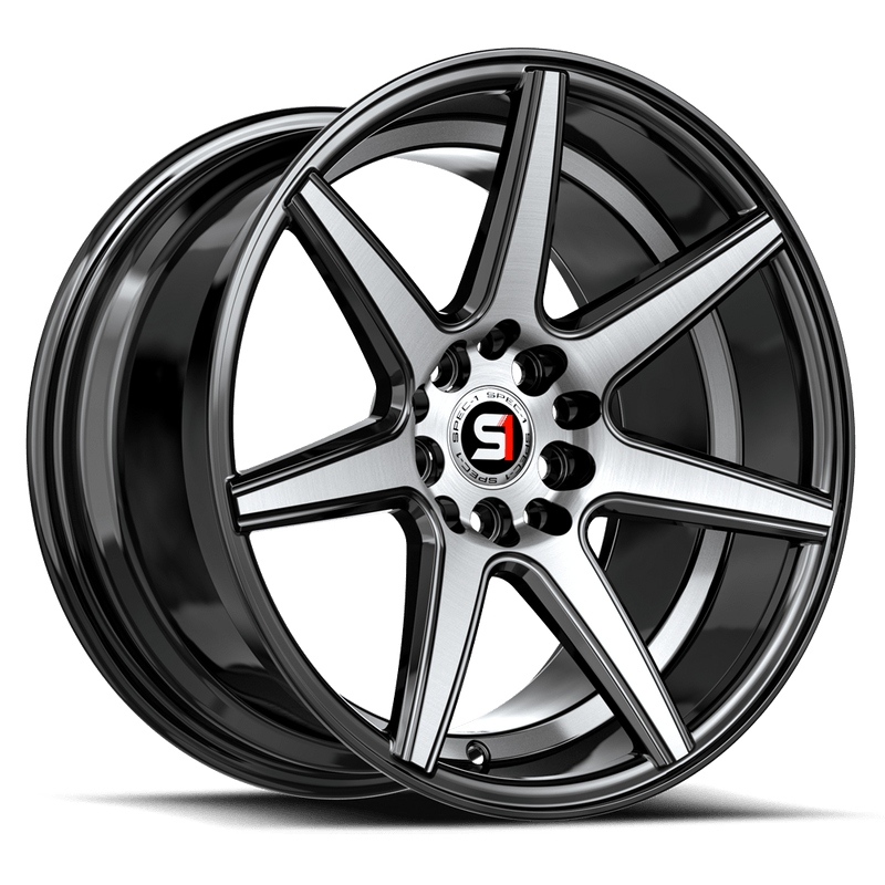 Spec-1 Racing - SP-73 - Black - Gloss Black Machined / Undercut - 17" x 7.5", 42 Offset, 5x114.3/120 (Bolt pattern), 73.10mm HUB