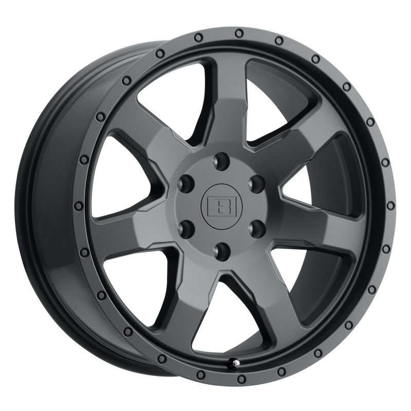 Level 8 - SLAM - Black - Matte Black - 17" x 8.5", 12 Offset, 6x132 (Bolt Pattern), 74.5mm HUB