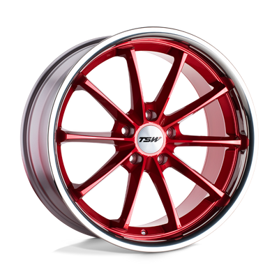 TSW Wheels - SWEEP - Candy Red with Stainless Lip - 18" x 8.5", 40 Offset, 5x114.3 (Bolt Pattern), 76.1mm HUB
