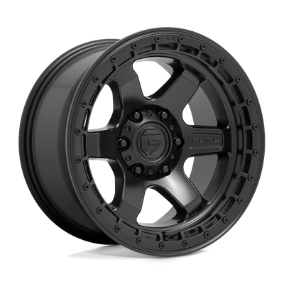 Fuel - D750 BLOCK - Black - MATTE BLACK WITH BLACK RING - 17" x 9", 1 Offset, 5x127 (Bolt Pattern), 71.5mm HUB