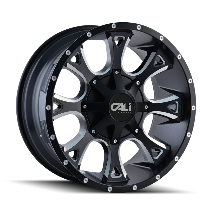 Cali Off-Road - ANARCHY - Black - SATIN BLACK/MILLED SPOKES - 20" x 9", 0 Offset, 5x127/139.7 (Bolt Pattern), 87mm HUB
