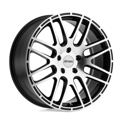 Petrol Wheels - P6A - Black - GLOSS BLACK WITH MACHINED CUT FACE - 18" x 8", 40 Offset, 5x105 (Bolt Pattern), 72.1mm HUB