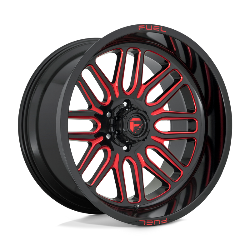 Fuel - D663 IGNITE - Black - GLOSS BLACK RED TINTED CLEAR - 22" x 12", -43 Offset, 6x139.7 (Bolt Pattern), 106.1mm HUB
