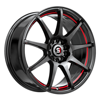 Spec-1 Racing - SP-67 - Black - Gloss Black / Red Line - 18" x 8", 38 Offset, 5x110/114.3 (Bolt pattern), 73.1mm HUB
