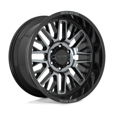 Moto Metal - MO802 - Black - GLOSS BLACK MACHINED WITH GRAY TINT - 22" x 10", -18 Offset, 5x127 (Bolt Pattern), 71.5mm HUB