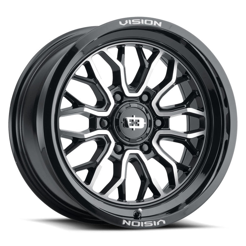 Vision Wheel Off-Road - 402 RIOT - Black - Gloss Black Machined Face - 18" x 9", 12 Offset, 6x135 (Bolt Pattern), 87.1mm HUB