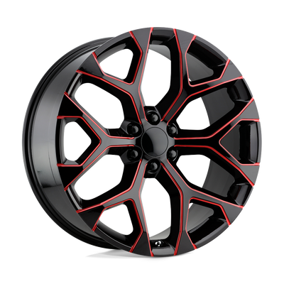 OE Creations - PR176 - Black - GLOSS BLACK RED MILLED - 24" x 10", 24 Offset, 6x139.7 (Bolt Pattern), 78.1mm HUB