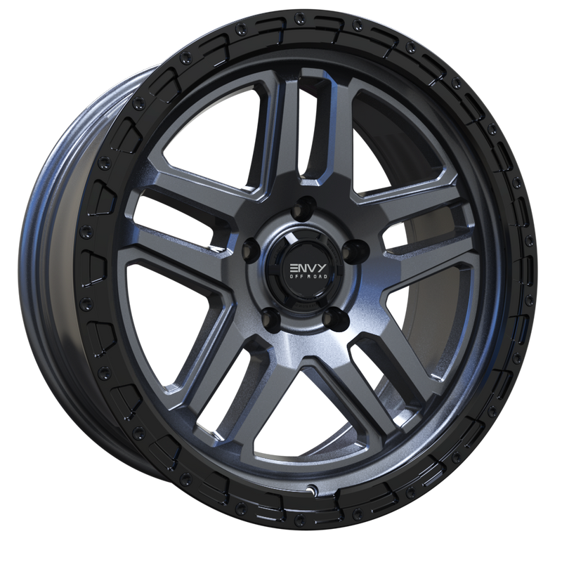 Envy Wheels - FFT-9 - Black - LIQUID METAL / GLOSS BLACK BEADLOCK - 17" x 8", 26 Offset, 5x110 (Bolt Pattern), 65.1mm HUB