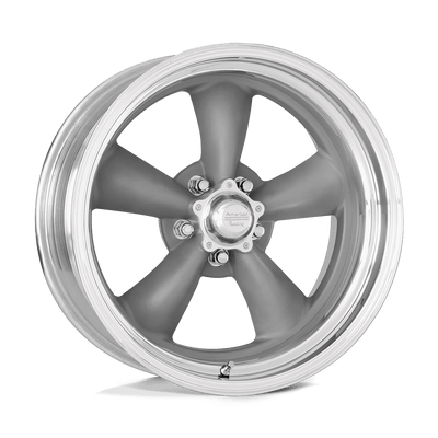 American Racing Vintage - VN205 CLASSIC TORQ THRUST II CUSTOM - Gunmetal - TORQ THRUST GRAY POLISHED LIP - 17" x 11", 46 Offset, 5x114.3 (Bolt Pattern), 83.1mm HUB