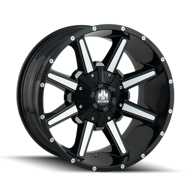 Mayhem - ARSENAL - Black - GLOSS BLACK/MACHINED FACE - 20" x 9", 0 Offset, 8x180 (Bolt Pattern), 124.1mm HUB