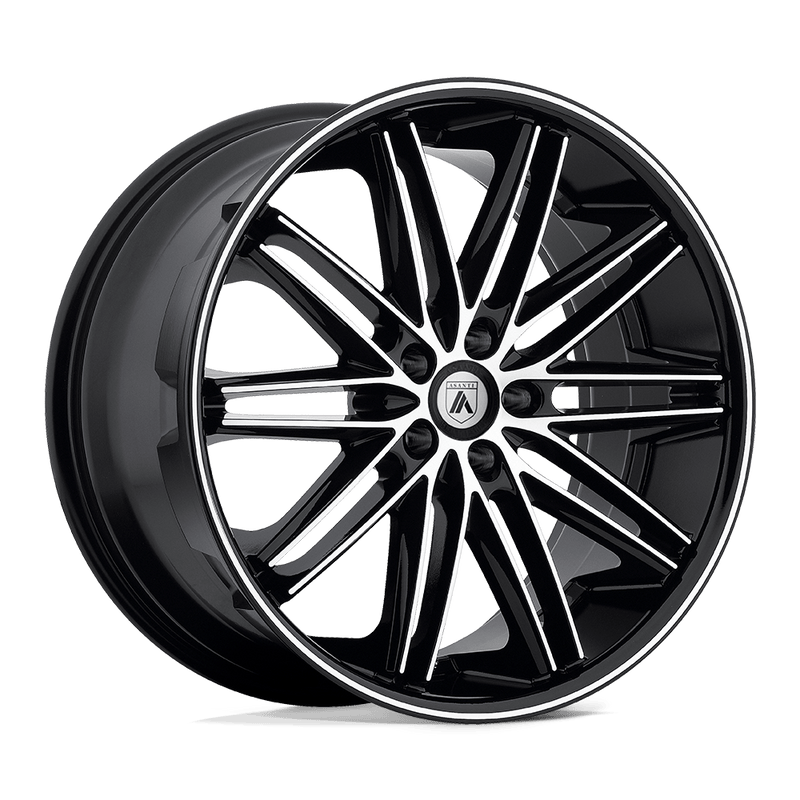 Asanti Black - ABL-10 POLLUX - Black - MACHINED FACE BLACK LIP - 22" x 9", 15 Offset, 5x115 (Bolt Pattern), 74.1mm HUB