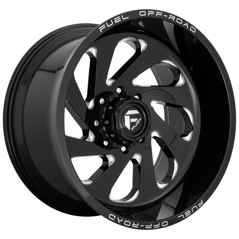 Fuel - D637 VORTEX - Black - GLOSS BLACK MILLED - 20" x 10", -18 Offset, 8x170 (Bolt Pattern), 125.1mm HUB