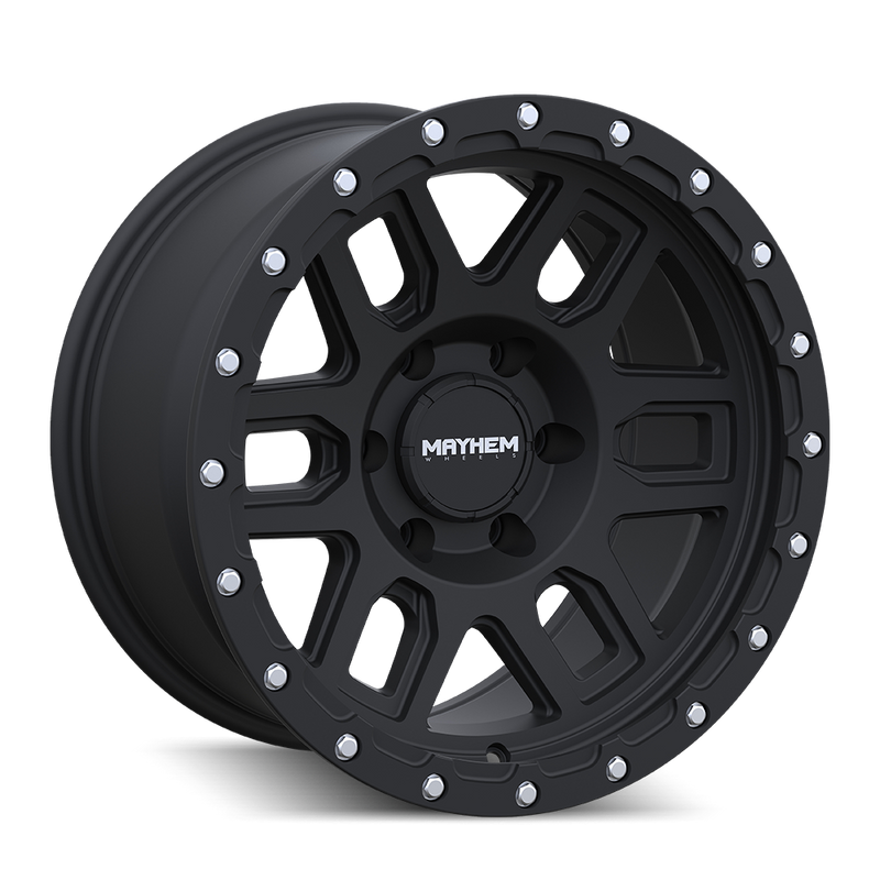Mayhem - DELTA - Black - MATTE BLACK WITH MATTE BLACK LIP - 20" x 9", -12 Offset, 8x165.1 (Bolt Pattern), 125.2mm HUB