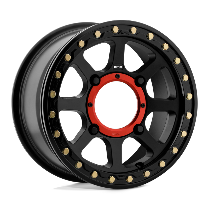 KMC Powersports - KS234 ADDICT 2 BEADLOCK - Black - SATIN BLACK - 14" x 7", 38 Offset, 4x156 (Bolt Pattern), 132mm HUB