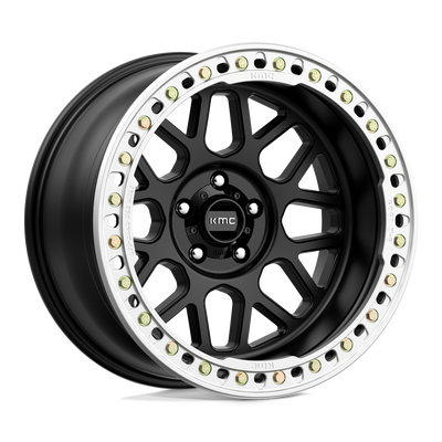 KMC Wheels - KM235 GRENADE CRAWL BEADLOCK - Black - SATIN BLACK - 20" x 10", -48 Offset, 5x127 (Bolt Pattern), 71.5mm HUB