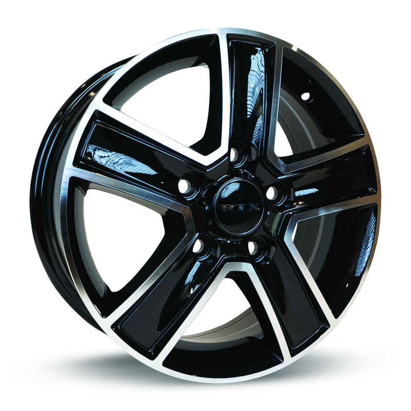 RTX Wheels - Transit - Black - Gloss Black Machined - 16" x 6.5", 60 Offset, 5x160 (Bolt Pattern), 65.1mm HUB