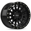 RTX Wheels - Striker - Black - Gloss Black with Milled Rivets - 20" x 9", 10 Offset, 6x139.7 (Bolt pattern), 106.10mm HUB