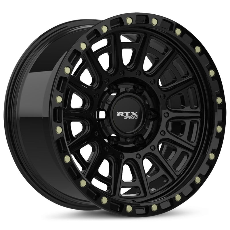 RTX Wheels - Striker - Black - Gloss Black with Milled Rivets - 20" x 9", 10 Offset, 6x139.7 (Bolt pattern), 106.10mm HUB