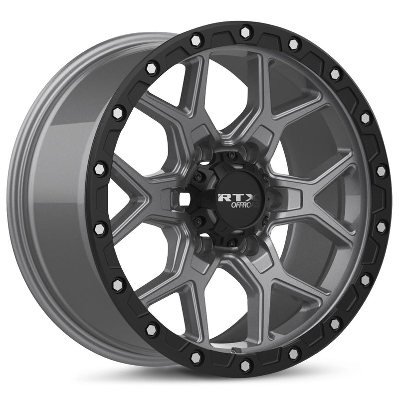 RTX Wheels - Storm - Gunmetal - Matte Gunmetal with Black Lip And Milled Rivets - 20" x 9", 20 Offset, 6x139.7 (Bolt pattern), 106.10mm HUB