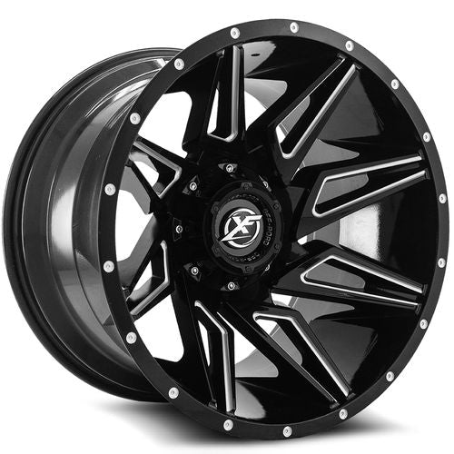 XF Off-Road - XF-218 - Black - Glos Black Milled - 22" x 12", -44 Offset, 5x139.7/150 (Bolt pattern), 110.3mm HUB