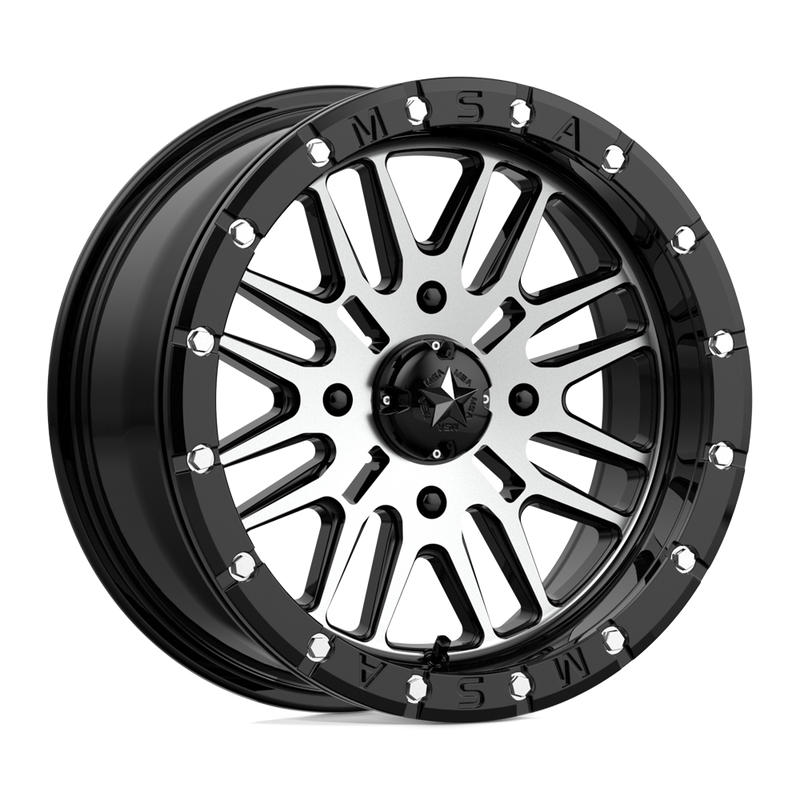MSA Offroad Wheels - M37 BRUTE BEADLOCK - Black - GLOSS BLACK MACHINED - 16" x 7", 10 Offset, 4x156 (Bolt Pattern), 132mm HUB