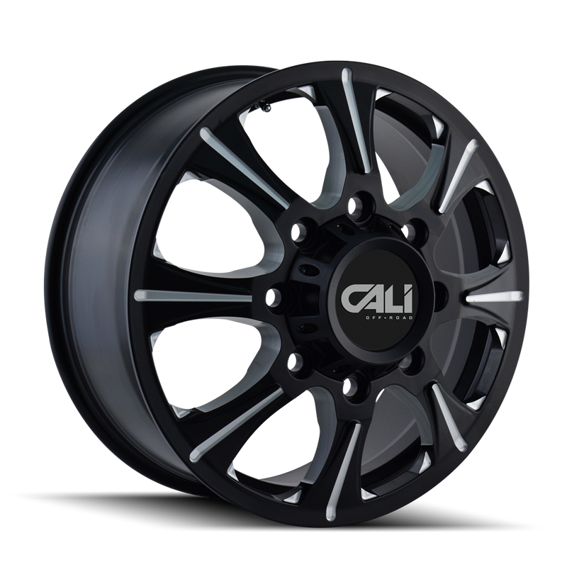 Cali Off-Road - BRUTAL - Black - BLACK/MILLED SPOKES - 20" x 8.25", 127 Offset, 8x200 (Bolt Pattern), 142mm HUB