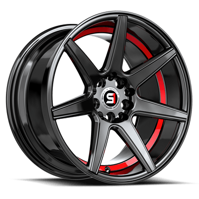 Spec-1 Racing - SP-73 - Black - Gloss Black & Red Undercut - 17" x 7.5", 42 Offset, 5x108/114.3 (Bolt pattern), 73.10mm HUB