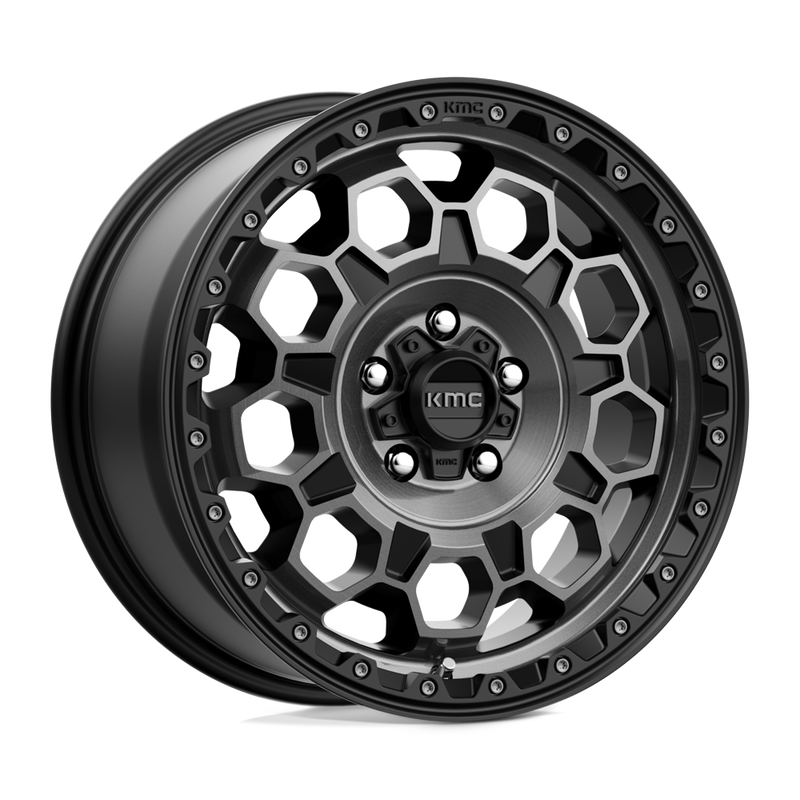KMC Wheels - KM545 TREK - Black - SATIN BLACK WITH GRAY TINT - 17" x 9", -12 Offset, 6x139.7 (Bolt Pattern), 106.1mm HUB