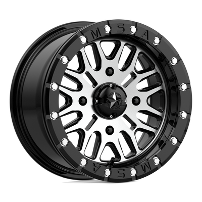 MSA Offroad Wheels - M37 BRUTE BEADLOCK - Black - GLOSS BLACK MACHINED - 14" x 7", 10 Offset, 4x156 (Bolt Pattern), 132mm HUB
