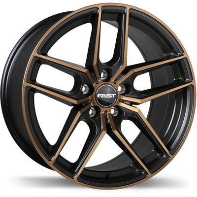 Fast Wheels - Aristo - Black - Satin Black with Machined Face and Bronze Clear - 18" x 9.5", 40 Offset, 5x120 (Bolt Pattern), 72.6mm HUB