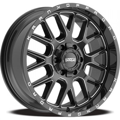 KranK Off-road - Fuse - Black - Gloss Black Milled - 20" x 9", 0 Offset, 6x135/139.7 (Bolt Pattern), 108mm HUB