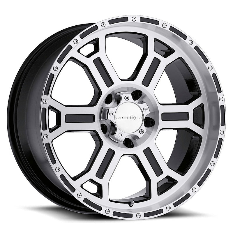 Vision Wheel Off-Road - 372 RAPTOR - Black - Gloss Black Mirror Machined Face and Lip - 16" x 8", 0 Offset, 5x127 (Bolt Pattern), 78.1mm HUB