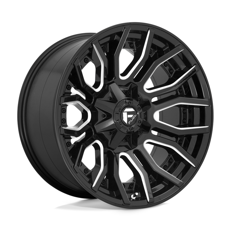 Fuel - D711 RAGE - Black - GLOSS BLACK MILLED - 20" x 10", -18 Offset, 8x165.1 (Bolt Pattern), 125.1mm HUB